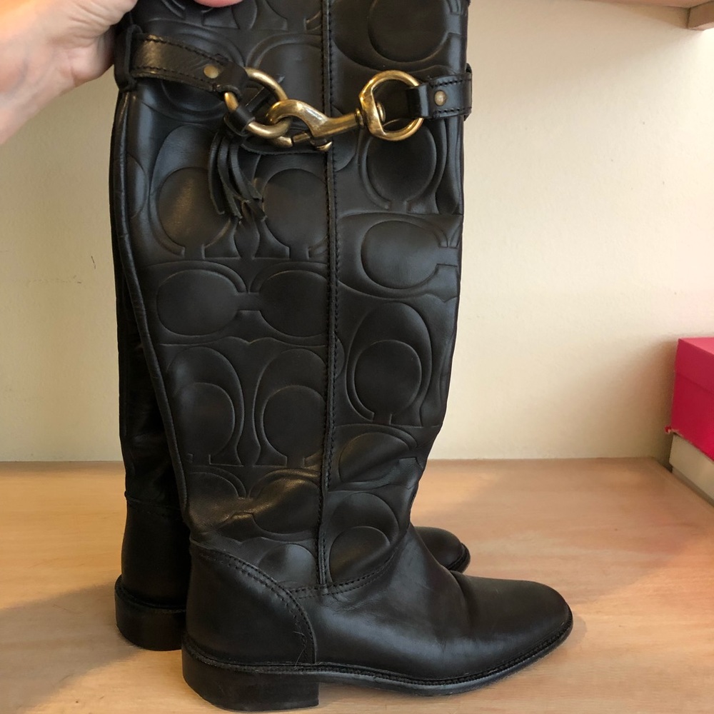 Black Coach leather riding boots. Size 6